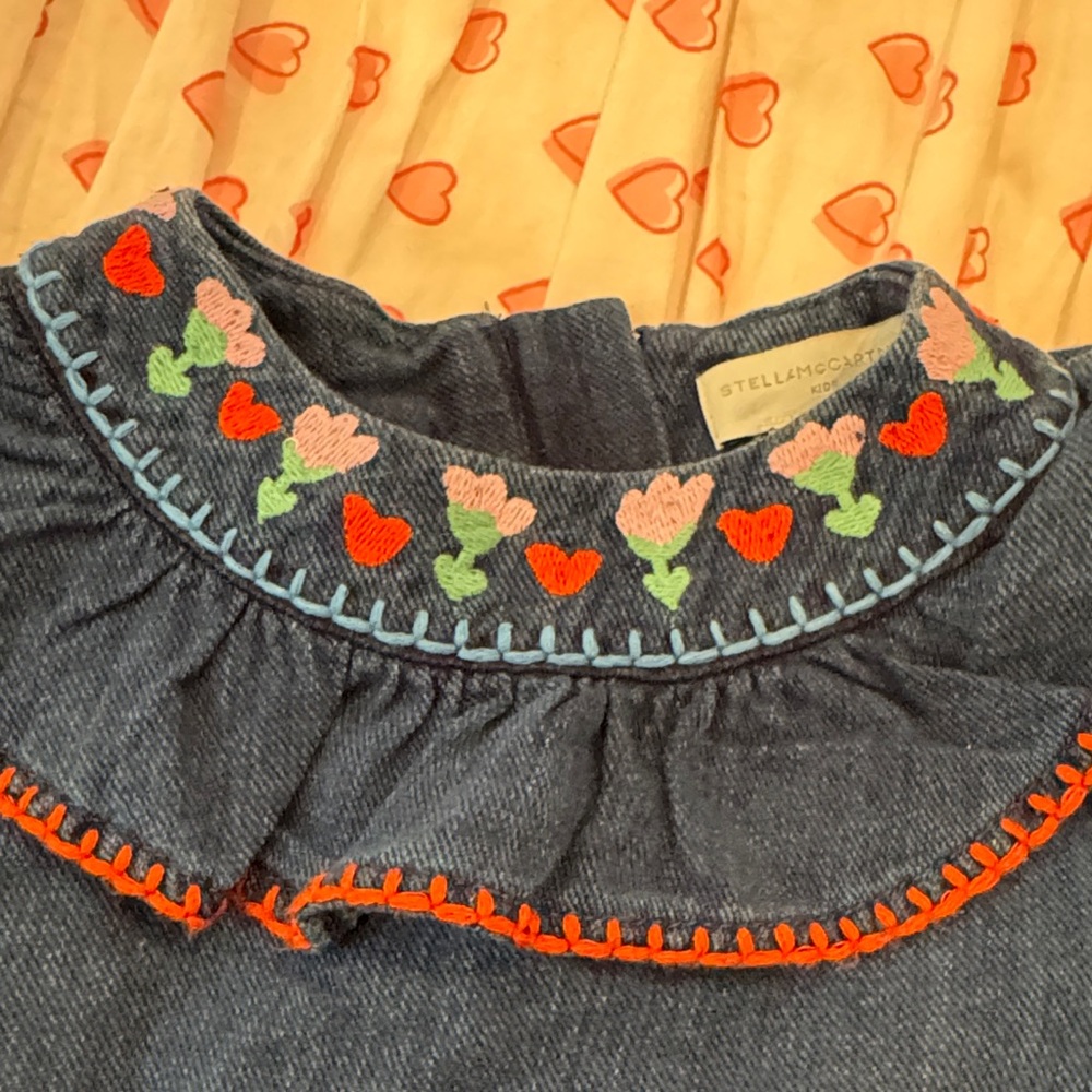 Stella McCartney Kids Blue Dress with Colorful Embroidery - Picture 5 of 9